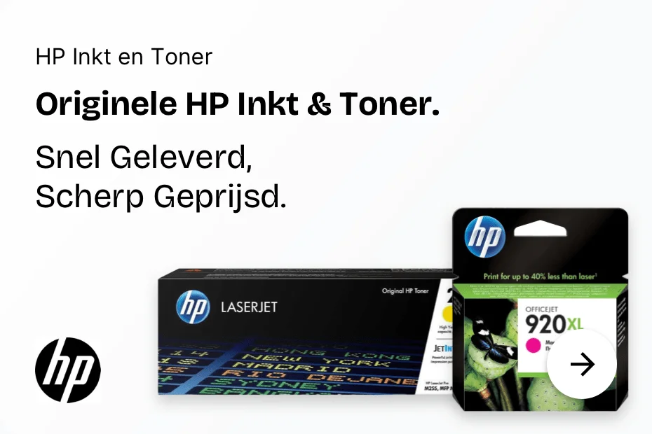 Reclame voor inkt en toner van HP